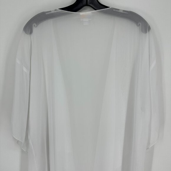 3/$25 LulaRoe Sheer Fringe Monroe Kimono Cardigan Top L White Black Boho NWT - Picture 8 of 9